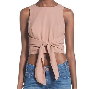 J.O.A. Los Angeles Pale Pink Cropped Tie Top